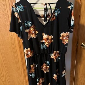 Maurices Black Dress with Orange Floral Pattern